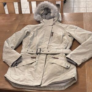 Columbia Women's Light Tan Ski Jacket with Fur Trim